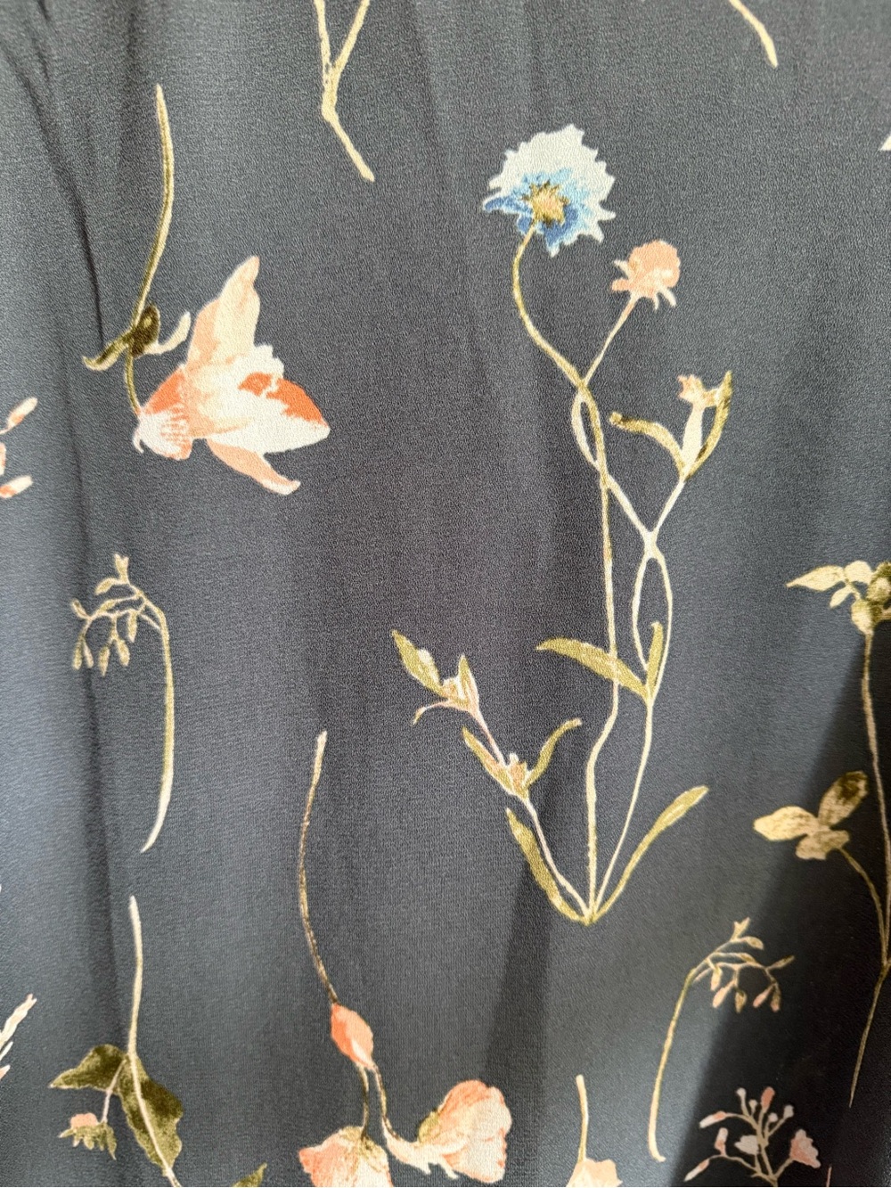 H&M Grey Floral Tie-Neck Long-Sleeve Mini Dress - Picture 8 of 9